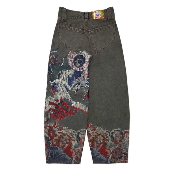 Hip Hop Punk Embroidery Printed Baggy Jeans Y2k Jeans Men Heavy Craftsmanship Retro Style Wide Leg Pants Goth Ripped Jeans Hot X250610
