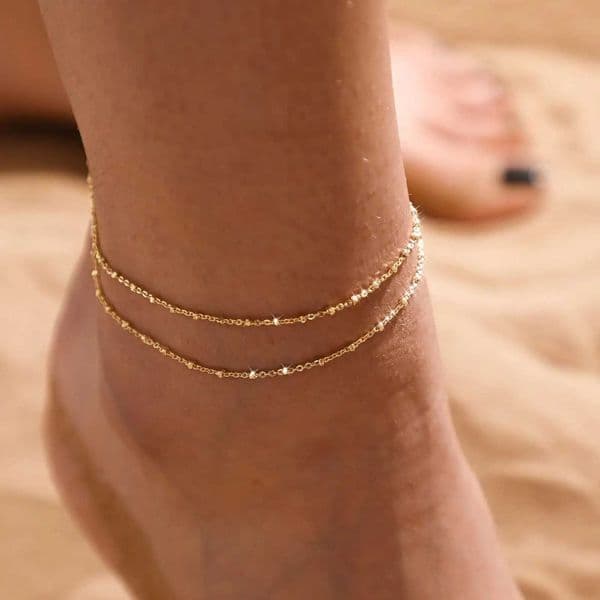 Ankle Bracelets 14 Plated Layered Lightweight Cuban Link Chain Gold Anklets Jewelry For Women Girlsx240910 B5