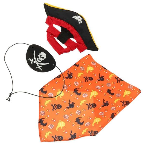 Halloween Pirate Hat Triangle Bandana Set Cat Pumpkin Saliva Dog DIY Clothing Decor Costumes Pet Kit Plush CosplayXJ240906