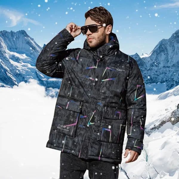 Winter skiing jacket mens windproof cotton jacket under snow outdoor mountain skiing snowboard jacket Plus size 240906