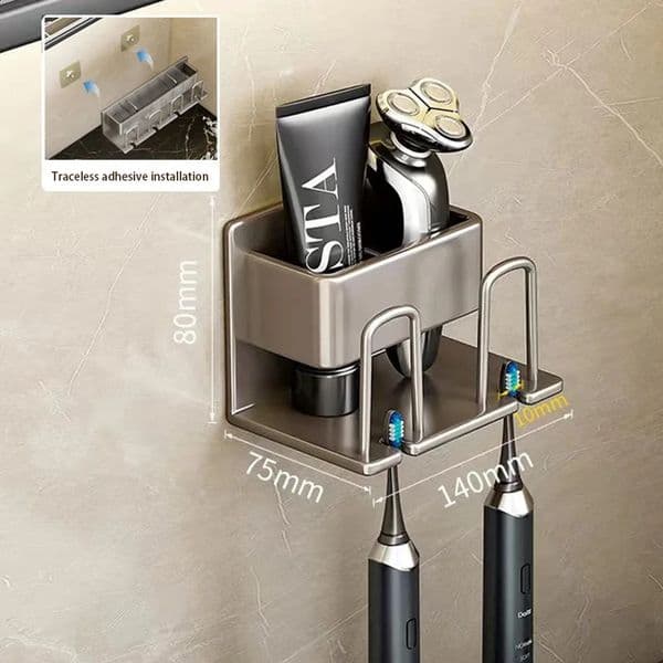 Toothbrush holder wall mounted dental pad dispenser aluminum electric hair brush storage bathroom accessories home organizer 240903