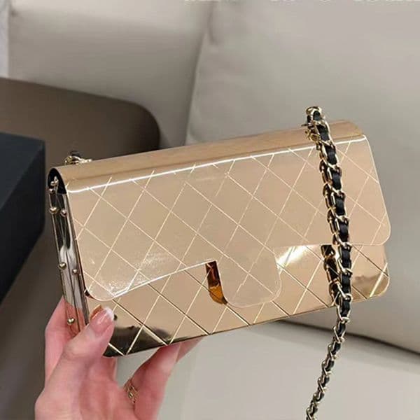 Luxury Designer Fashion Womens' Evening Frame Bags Cross Body 2024 High Quality Low-key-luxury Exquisite Temperament Celebrity Personality Women Metal Bag