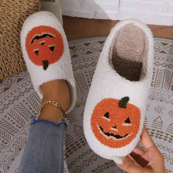 Cotton Fluffy Slippers Home Cartoon Pumpkin Platform Plush Slides Couple 2025 Funny Halloween Casual er Shoes Women Indoor 250815