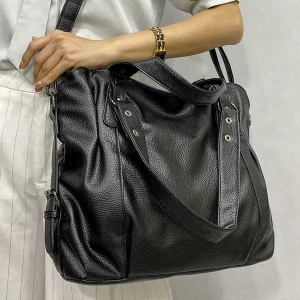 Women s Retro Roomy Shoulder Bag Quality Pu Leather Ladies Large Commuter Tote Handbag Female Luxury Black Classic Crossbody 240910