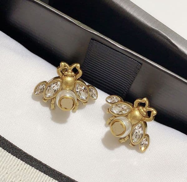 Stud designer Bee Gold Stud earrings goldr Needle material Precious Diamond Lucky Girl stud earrings gift