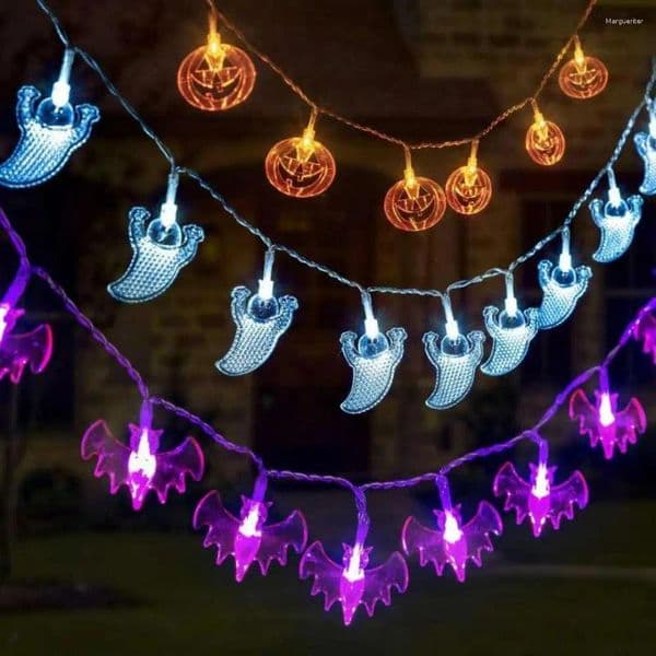 Party Decoration 10/20 LED Halloween Pumpkin Spider Bat Skull String Light Lamp Home Garden Outdoor Lantern