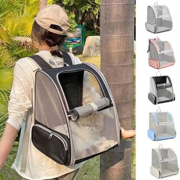 Breathable Pet Cat Carrier Backpack Portable Large Capacity Cat Dogs Carrying Bag Folding Pet Chest Outdoor Travel Pets BagXJ240907