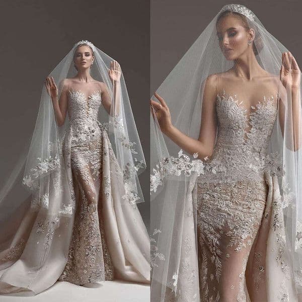 Dresses Elegant Mermaid Strapless Appliques Sequined Backless Or Length Princess Bride Wedding Dress Custom Made 6660310
