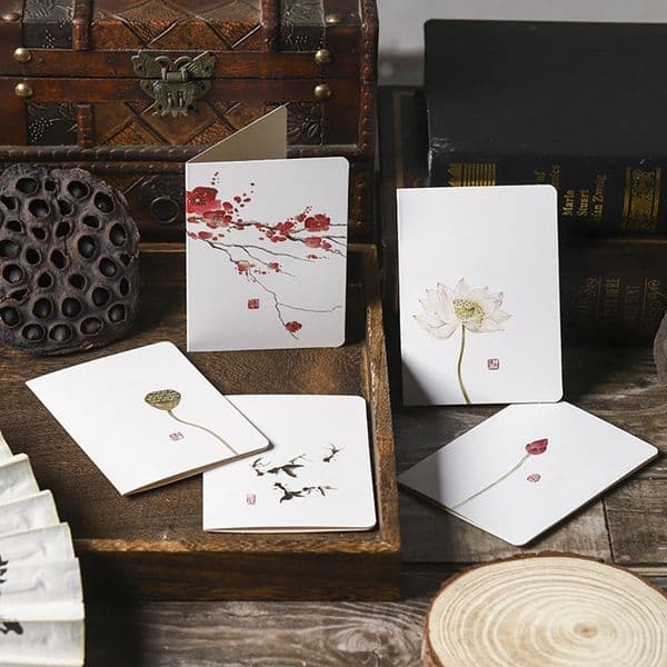 6 piecespack of creative classic Chinese greeting cards with white information Diy folding birthday Christmas and Year 240910