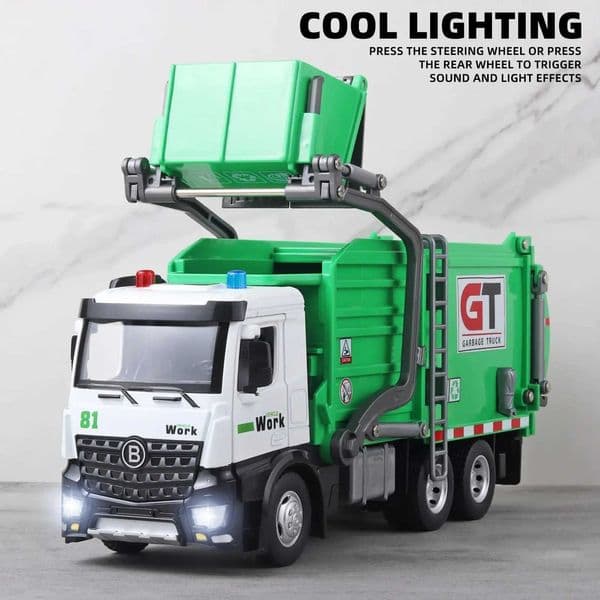 Garbage Truck Toys for BoysGarbage Truck Toys Metal Diecast Friction Powered Toy Garbage Truck with Light and SoundsGarbage T R251209UTJO