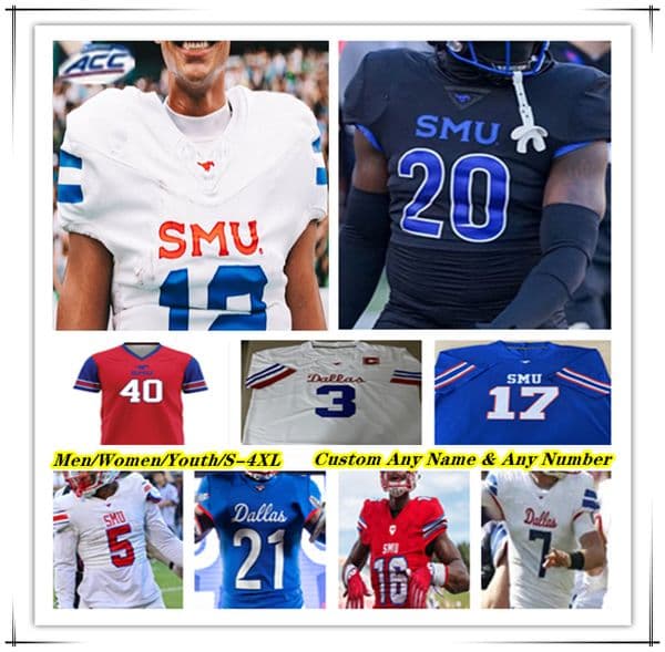 SMU College Football Jersey Kevin Jennings Preston Stone Brashard Smith RJ Maryland Key'Shawn Smith LJ Johnson Jr Jake Bailey Kobe Wilson Isaiah Smith Ahmaad Moses 4X