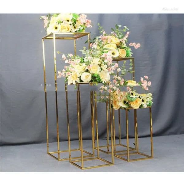 Vases 10pcs) Selling Geometric Metal Gold Wedding Flower Vase Stand Table Centerpieces Wholesale
