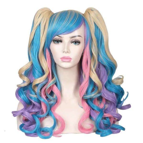 11Color Haruku Gres Ponytail Heat Resistant Fiber Cosplay Wigs For Women Long Multi-Color Wavy Anime Party Hair Wig