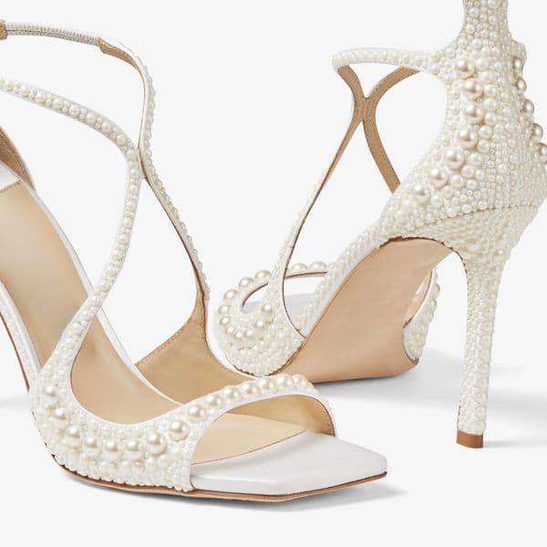 Star style Luxury Pearls Crystal Peep Toe Women Sandals Fashion Summer High heels Gladiator Sandals Wedding Party Bridals Shoes Shoe 35-45