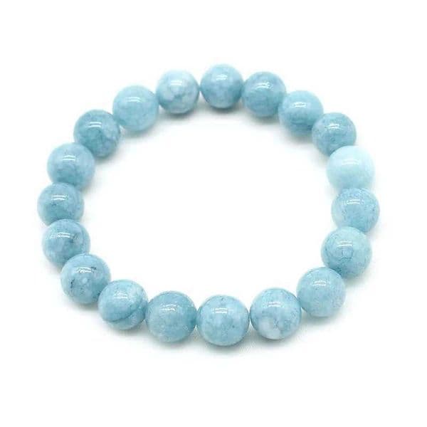 Natural Aquamarin Agat Stone Beads Bracelet Vintage Charm Round Chain Beads Jewelry For Women Friend Gift 4/6/8/10/12mmX240912