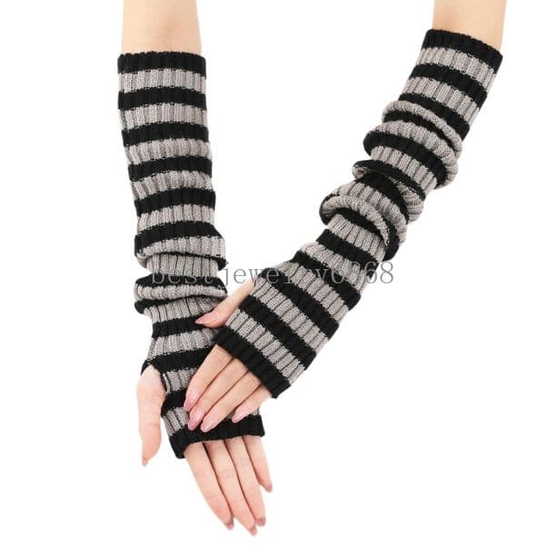 2025 New Knitted Wool Long Gloves Men and Women Dance Dew Half Finger Warm Pile Sleeves