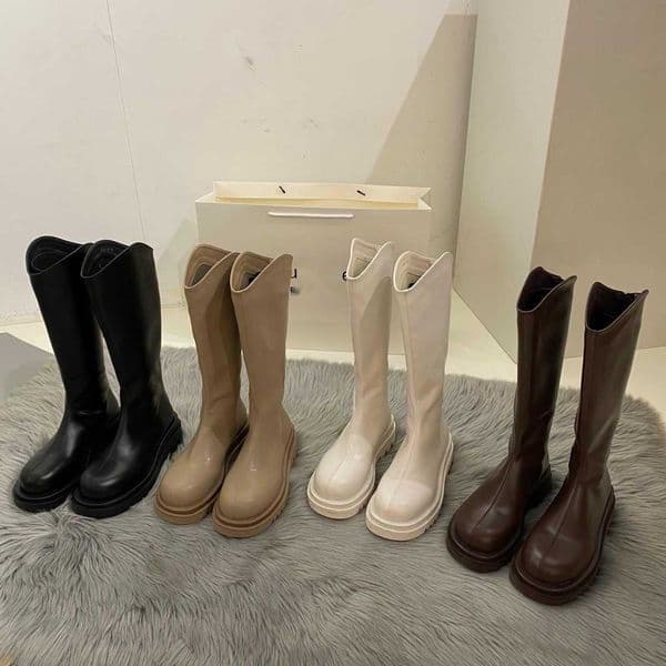 Womens Knee Thigh High Heel Boots Thick Soled Fashion Boots Versatile Winter Leg Length Martin Boots Womens Boots 240826