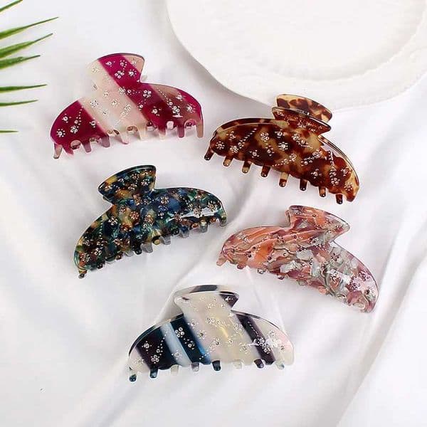 3.74 inch Acetate Sheet Printing Design Hair Claws for Women Girls Tiny Stone Hair Clips Hair Clamps Hairpin Hair AccessoriesX240912