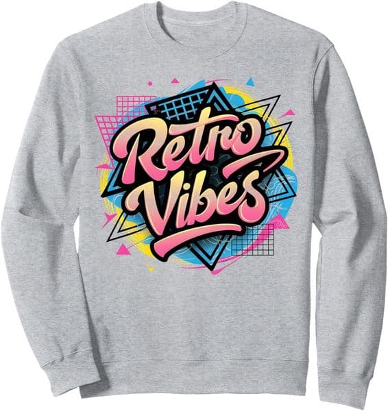 Long Sleeve Shirts for Men sweatshirt Retro Vibes 1980s Costume Party Synthwave Outfit Sweatshirt Tee Streetwear Casual tops clothes