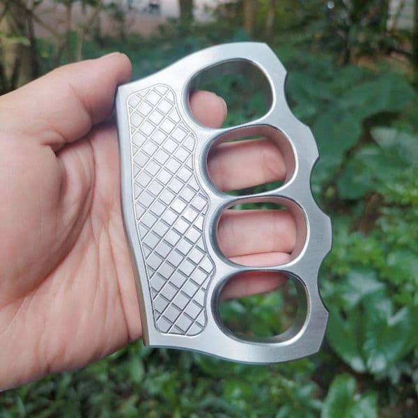 Solid 304 Stainless Steel Knuckle Duster Self Defense Camping EDC Tool