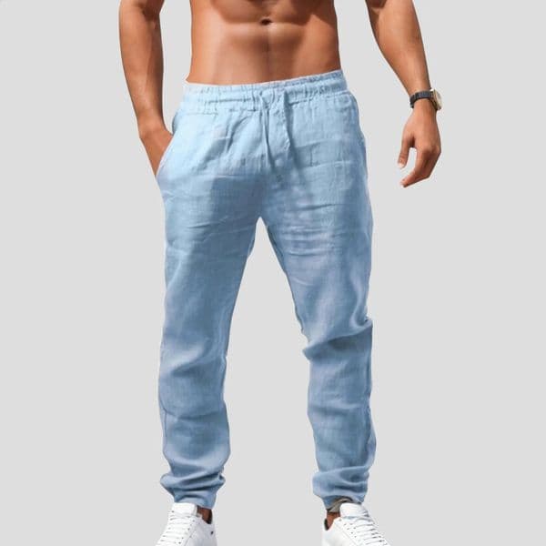 Mens Casual Pants Male Spring Summer Breathable Solid Color Elastic Waist Long Trousers Fitness Streetwear 2024 240911