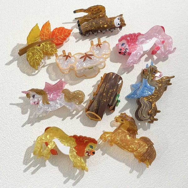 Creative Horse Alpaca Leaves Sheep Shape Hair Clip Claw For Women Girls Vintage Animal Geometric Hair Accessories Tool 2024X240912