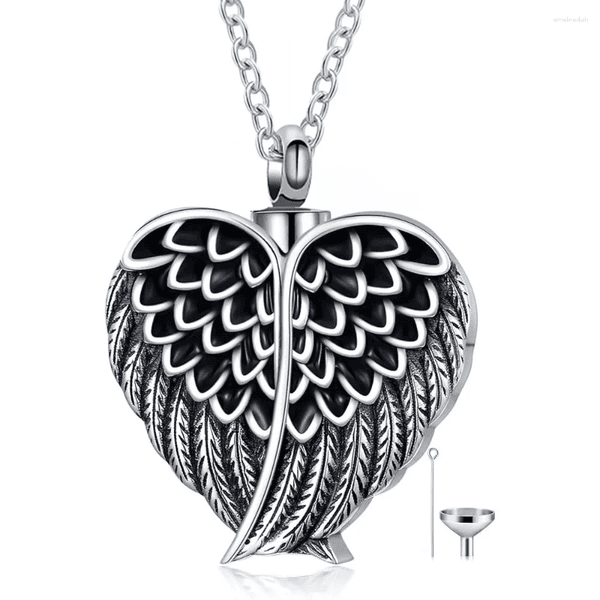 Pendant Necklaces Heart Urn Necklace For Ashes Angel Wing Cremation Jewelry Stainless Steel Memorial Ash Women Holder