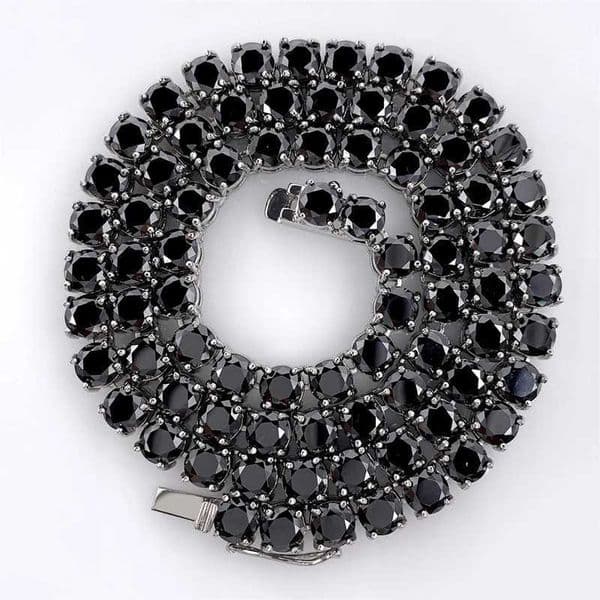 Pendant Necklaces Hip Hop 4-6mm Black Zircon Tennis Necklace Mens 316L Stainless Steel CZ Tennis Chain Necklace Original Ins Jewelry Wholesale J240909
