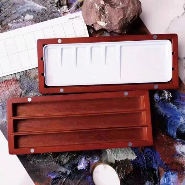 6/36 Grid Wood Watercolor Palette Empty Box Drawing Box Beginner Outdoor Sketching Travel Watercolor Palette Art Supplies 240911