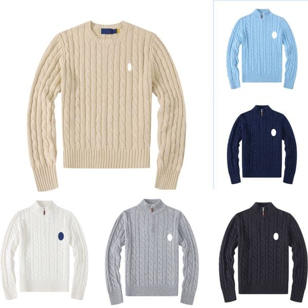 Men's Sweaters Designer sweater Pony Men's Autumn and Winter Embroidered Sweater Half High Zip Knit Trend Backing Shirt Fried Dough Twists sweater