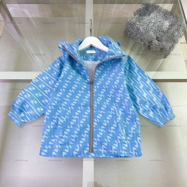 New baby coat Long hooded blue child jacket kids designer clothes Size 100-150 CM autumn Mesh lining child Outwear