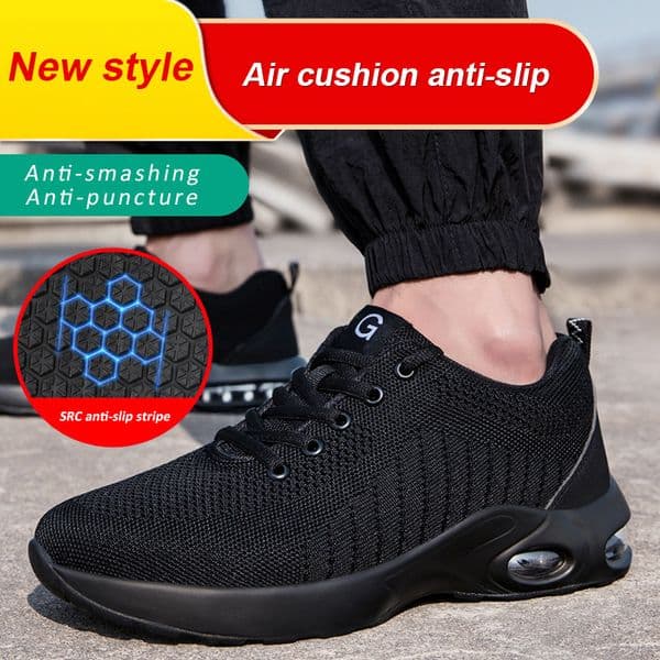 Air Cushion Men Women Steel Toe Safety Boots Anti-Smash Work Sneakers Breathable Construction Shoes ashoesfactory