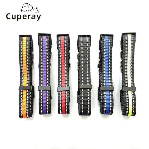 Dog Collar Night Reflective Dog Collar Pet Supplies Puppy Cat Collar Nylon Adjustable with Metal D Ring Durable Pet Accessories