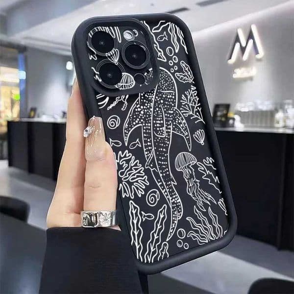 Whale Swimming In Sea Pattern Phone Case For iPhone 16 15 14 11 Pro Max 12 13 Mini X XS 7 8 Plus Shockproof Silicone Soft Cover M240914
