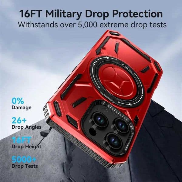 For iPhone 16 Plus Case Wireless Charge Cover For iphone 16 Pro 16Pro Max Shockproof Armor Magnetic Ring Stand Funda P240914