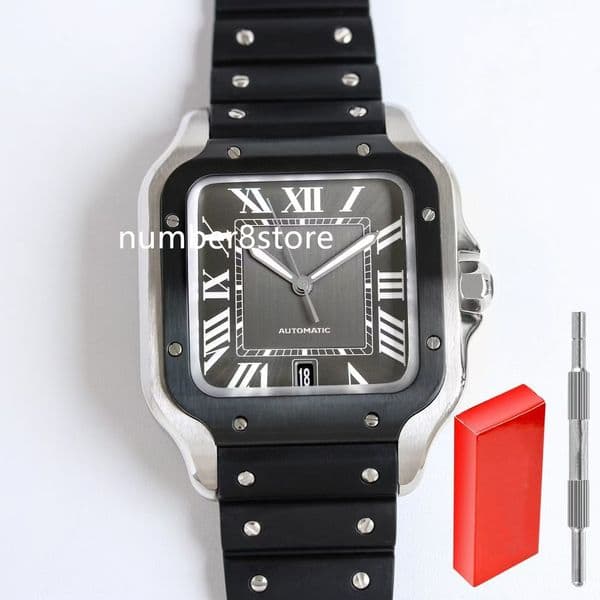 WSSA0037 Square Mens Watch Black Steel Large Model 9015 Automatic Winding Luxury Wristwatch Sapphire Crystal Designer Watches