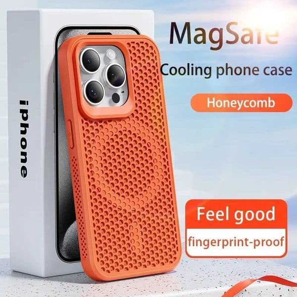 Cooling Heat Dissipation Magnetic Phone Case For iPhone 16 15 14 13 12 11 Pro Max Plus Breathable Grid Back Hard Cover M240914