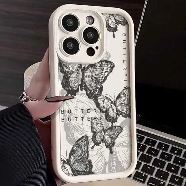 INS Retro Butterfly Silicone Phone Case For iPhone 14 15 16 Pro Max 11 12 13 Pro Max Plus XS X XR SE 7 8 Shockproof Back Cover M240914