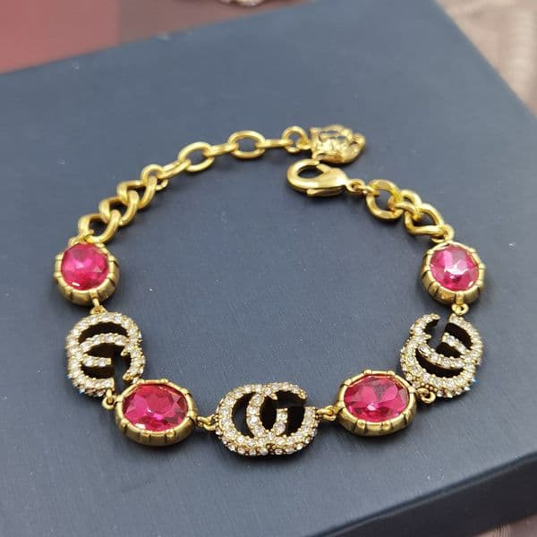 Designer Necklace Gold Pendant Necklaces Womens Chain Red Gem Necklace Luxury Jewerlry Golden Chains Necklace Fashion Mens Necklaces Set thumbnail 2