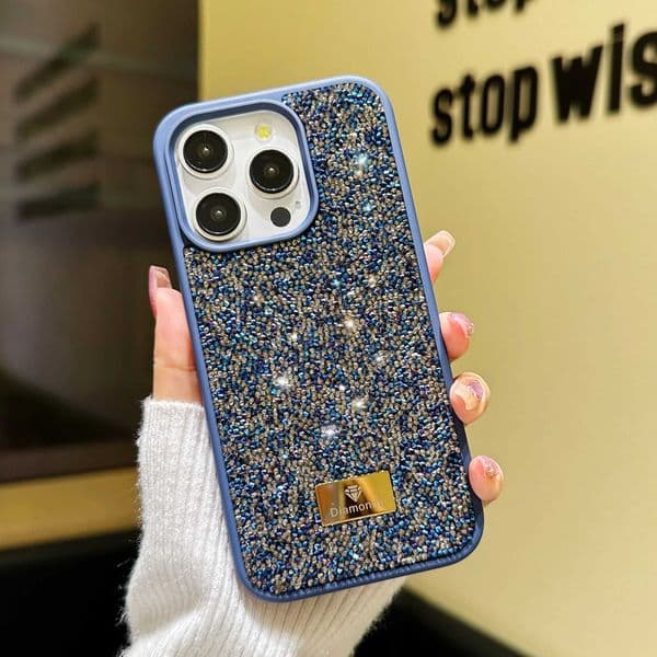 Luxury INS Dazzling Full Covered Zircon Macaroon Color Phone Case for iPhone 16 15 14 11 12 13 Pro Max Plus Back Cover 26L0424