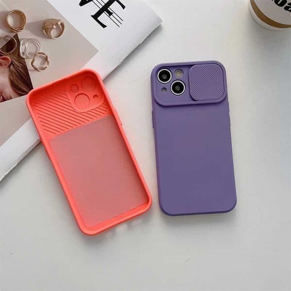 New Arrival Slide Camera Protection Candy Color Soft Silicone Phone Case for iPhone 16 15 14 13 12 11 Pro XS Max X XR 7 8 Plus Bumper Cover T250322