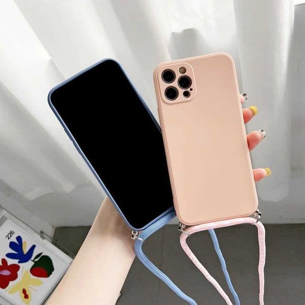 Designer Phone Case Crossbody necklace strap drawstring liquid silicone phone case suitable for iPhone 16 15 13 12 MiNi 11 Pro X XR XS Max 7 8Plus cover M241008