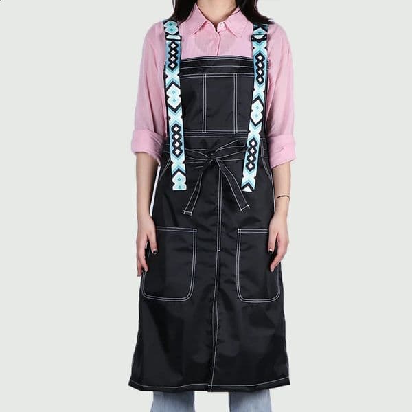 Korean version nylon apron waterproof coffee shop barber workwear adjustable fashion flower nail art 240913
