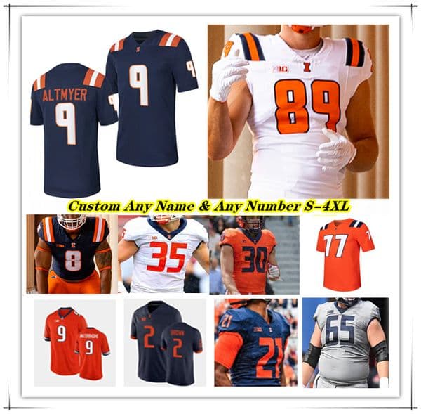 Illinois College Football Jersey Luke Altmyer Kaden Feagin Ca'Lil Valentine Aidan Laughery Pat Bryant Zakhari Franklin Gabe Jacas Matthew Bailey Xavier Scott 4XL