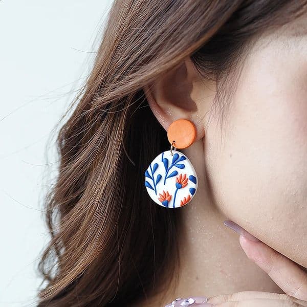 Trendy Classic Bohemiam Multi Shapes Drop Big Size Bright Color Leaf Dangle Polymer Clay Earrings Studs Sets For Daily Party 240906