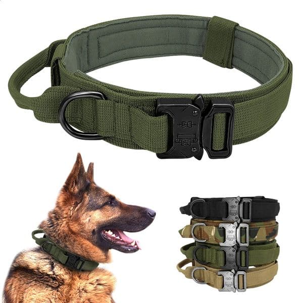 Military tactical dog collar German Shepard medium to large for walking training dual control handle 240913