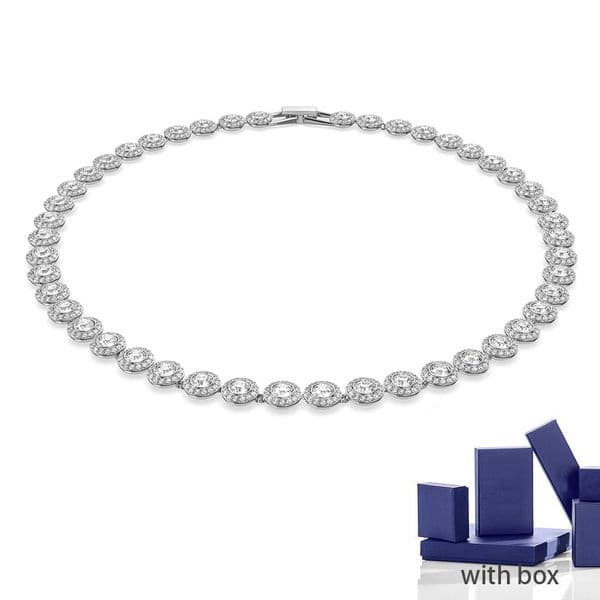 classic tennis necklace for women angelic swarois crystal dia iced out chain necklaces designer stainless steel plated gold jewelry woman luxe gift with box brand