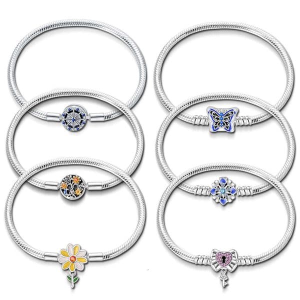 New 925 Sterling Silver Blue Octagonal Star Tree of Life Bracelet Fit Charms Silver 925 Original Bracelet DIY Jewelry Making For women Gifts