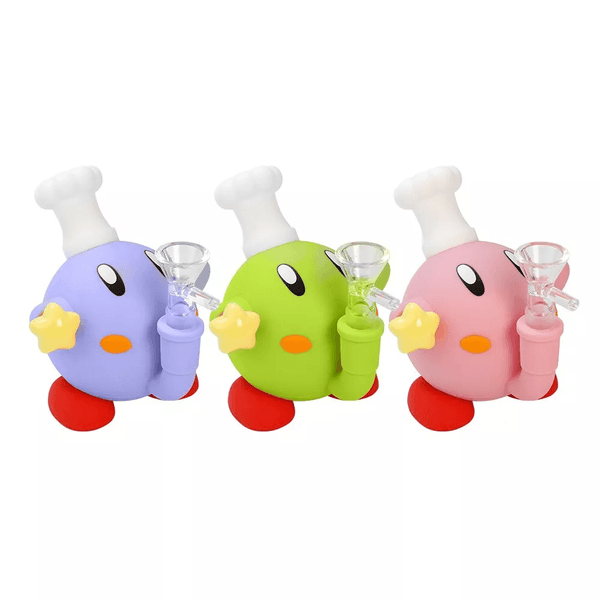 Funny Cute Pink silicone hookah bong Oil Burner Mini Smoking Water Pipes with glass bowl Small Beaker tobacco pipe