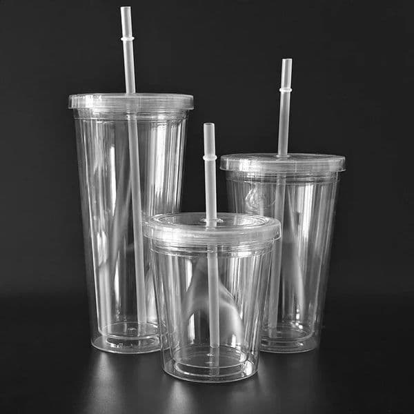 1 piece of 350/450/650ml double wall ice plastic roller cold drink travel cup coffee juice tea cup with straw reusable smoothie 240918